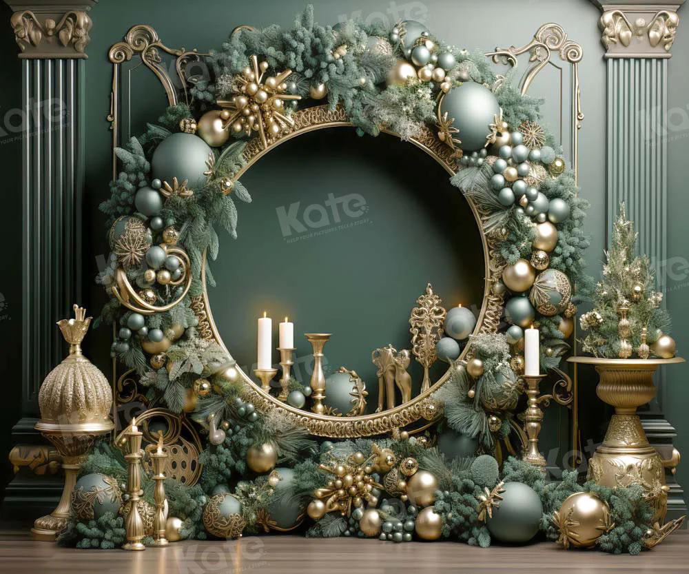Kate Christmas Vintage Green Wall Wreath Backdrop Designed by Emetselch - Image 7