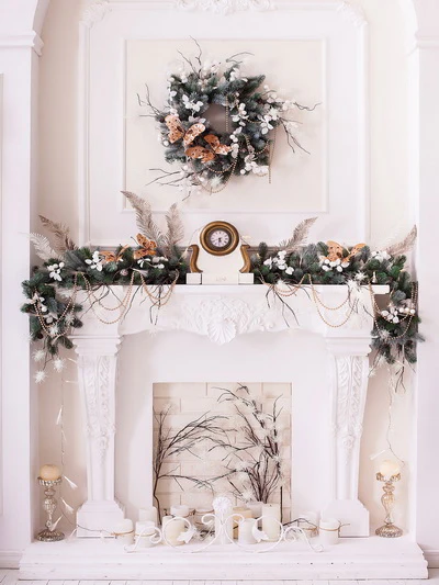 Kate Christmas White Room with Decorations Backdrop Designed by Jerry_Sina