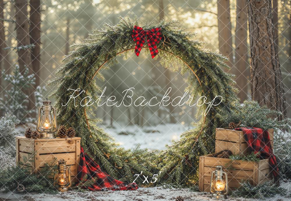 Kate Christmas Wreath Forest Wooden Crates Backdrop Designed by Emetselch