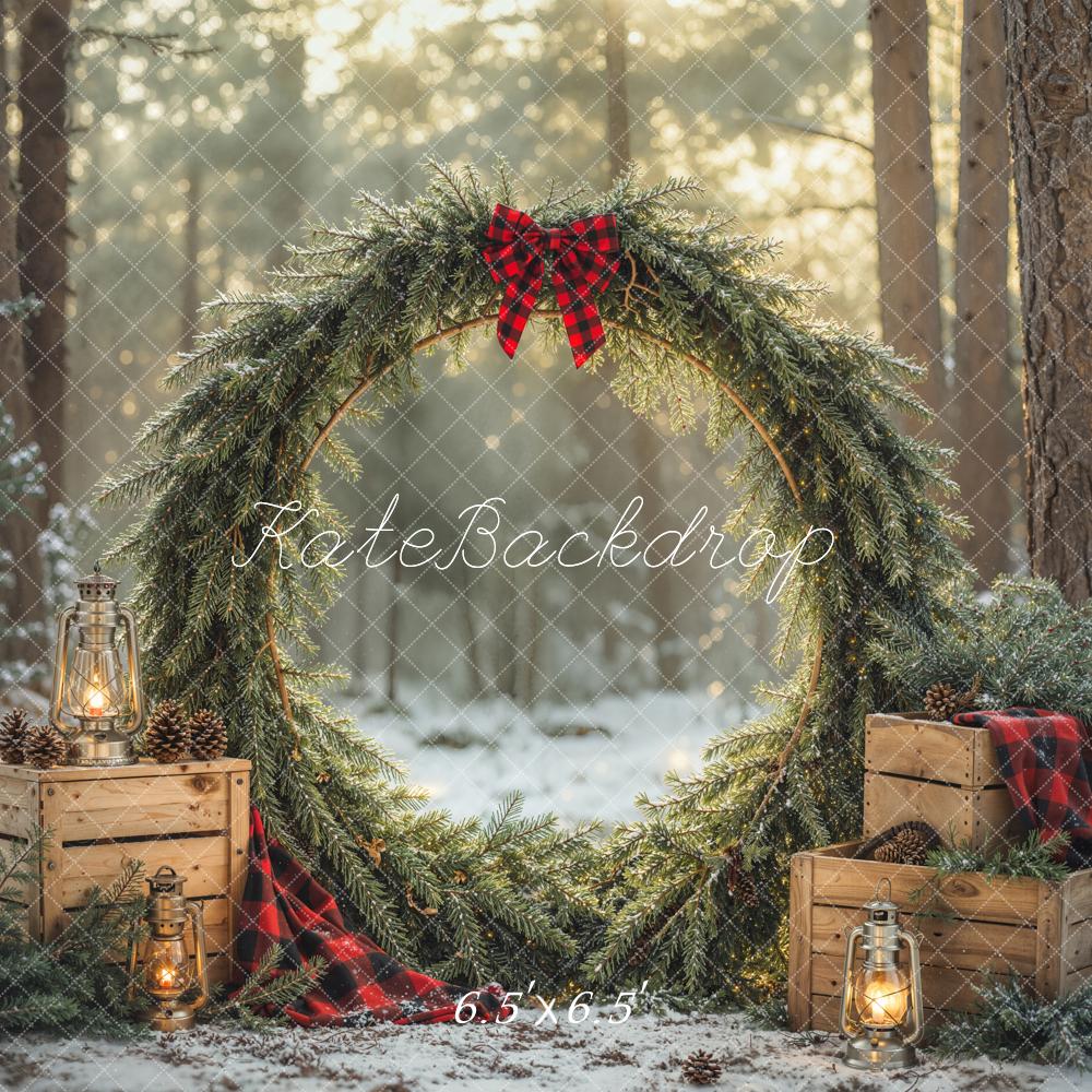 Kate Christmas Wreath Forest Wooden Crates Backdrop Designed by Emetselch - Image 2