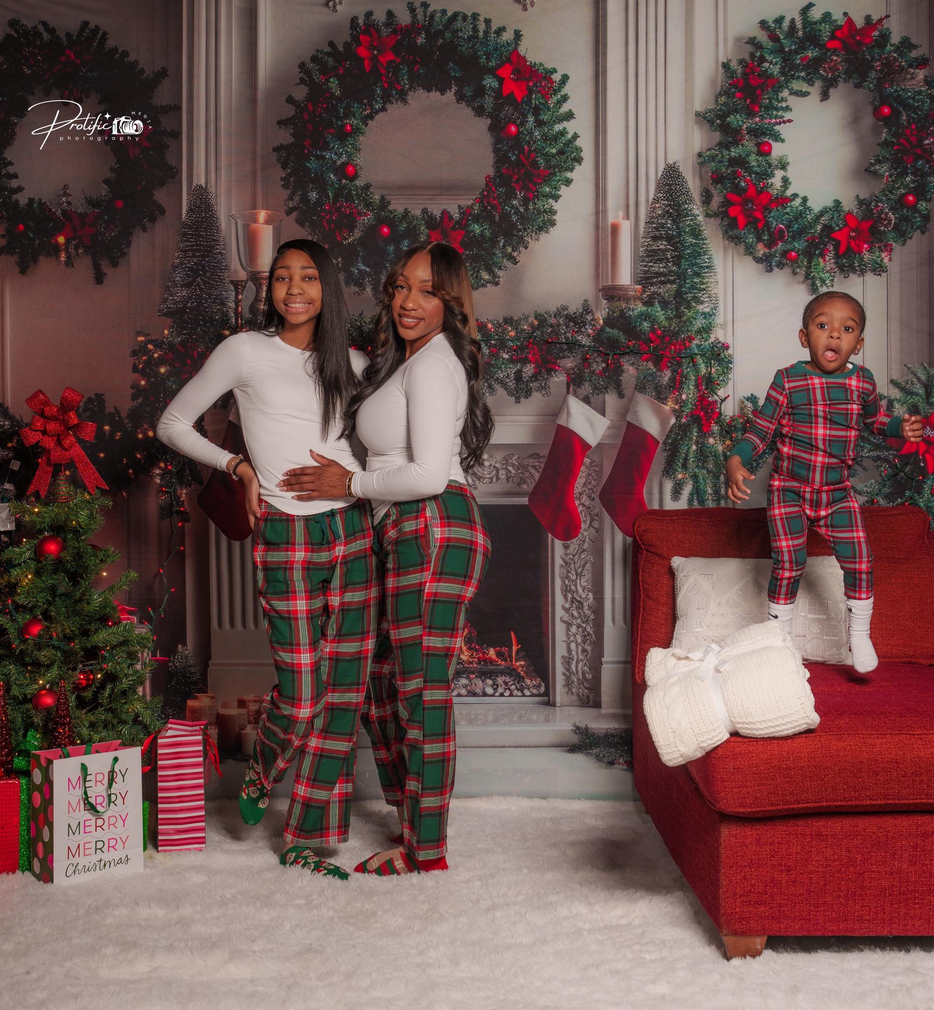 Kate Christmas Wreath White Fireplace Backdrop Designed by Mini MakeBelieve