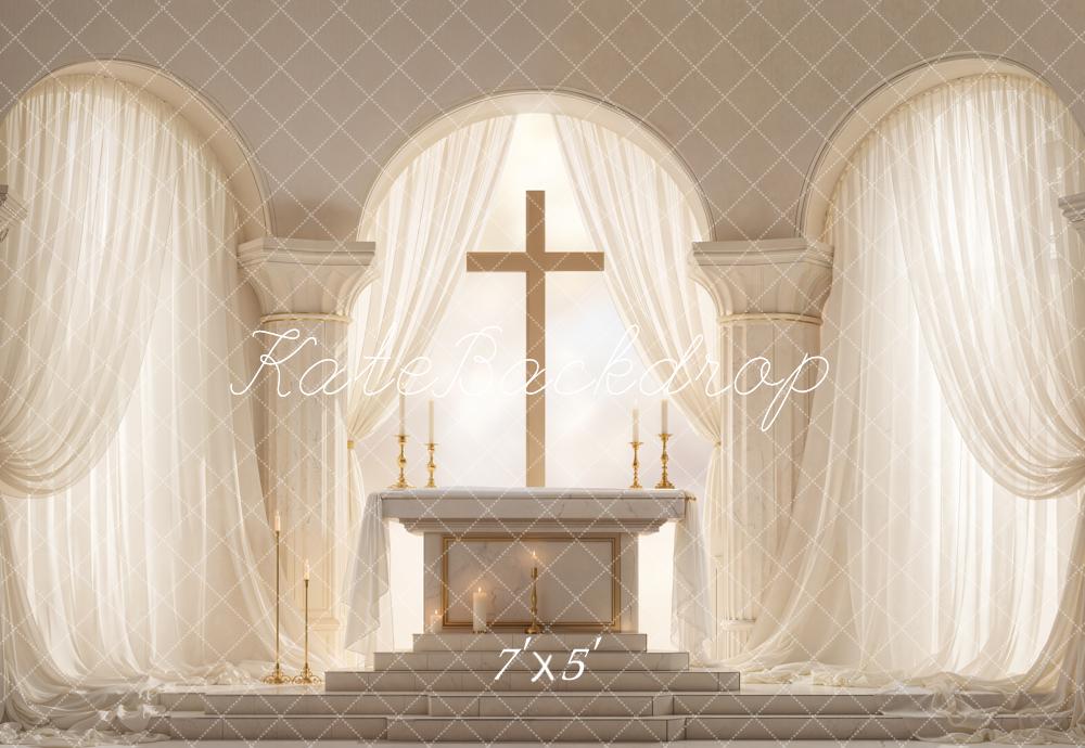 Kate Church Altar Pillars Cross Backdrop Designed by Chain Photography