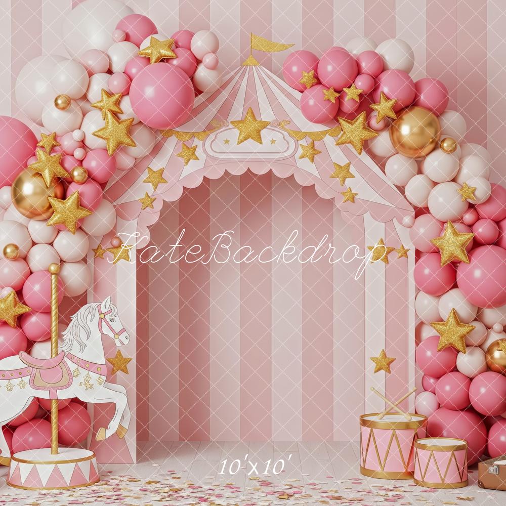 Kate Circus Balloon Arch Carousel Pink Backdrop Designed by Patty Robert - Image 7