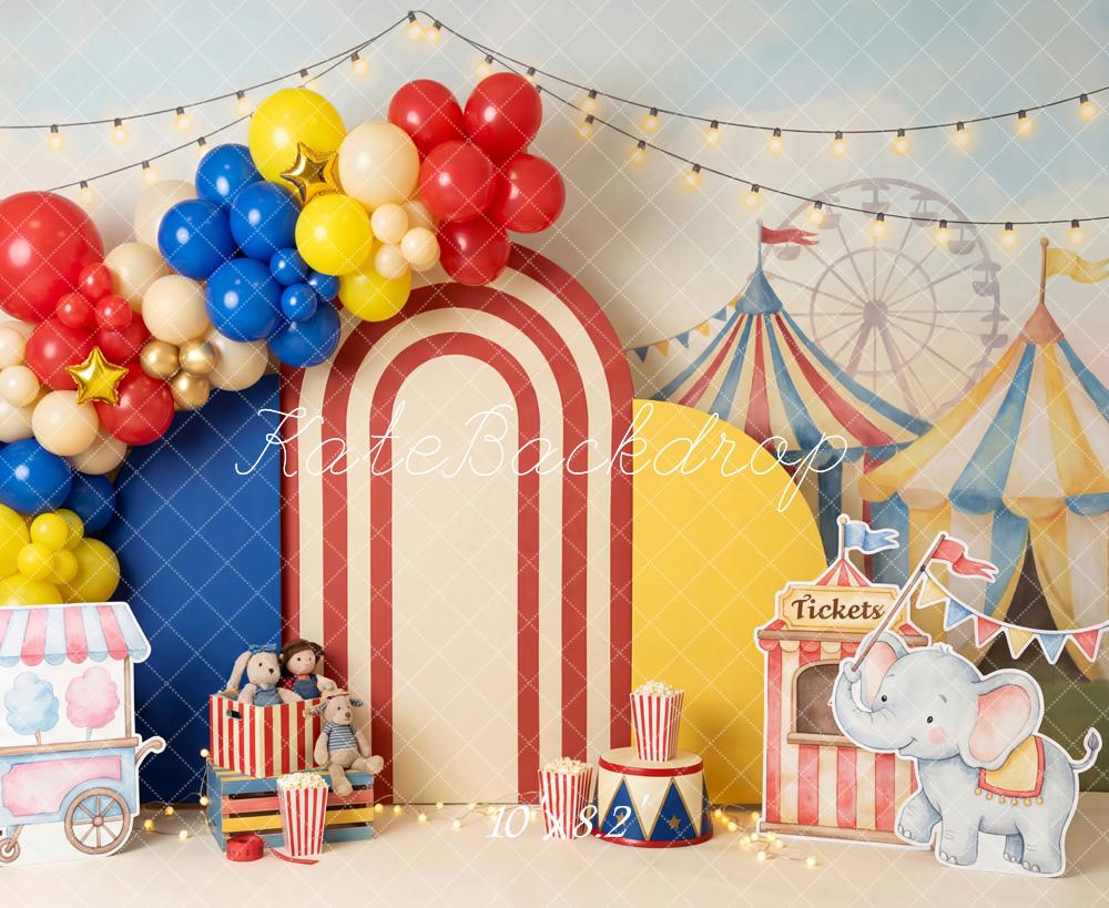 Kate Circus Carnival Balloons Tickets Stalls Fleece Backdrop Designed by Patty Robert - Image 3