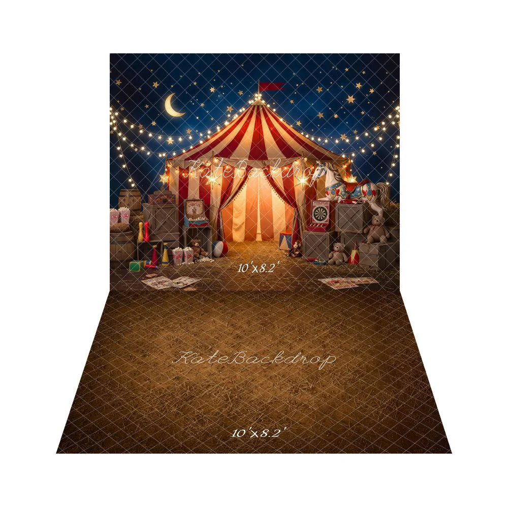 Kate Circus Tent Night Carnival Toys Backdrop+Brown Dirt Straw Texture Backdrop - Image 5