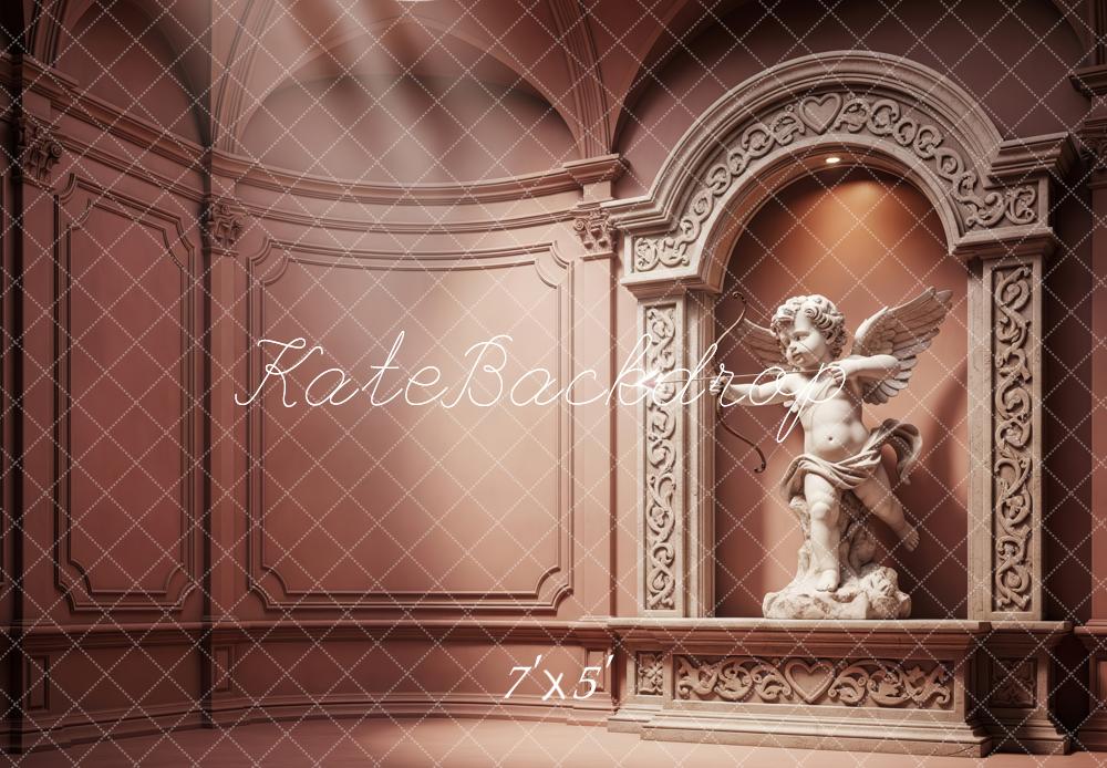 Kate Classical Cupid Statue Ornate Arch Pink Backdrop Designed by Patty Robert