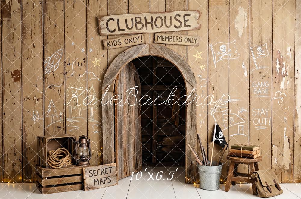 Kate Clubhouse Wooden Wall Secret Maps Fleece Backdrop Designed by Patty Robert - Image 2