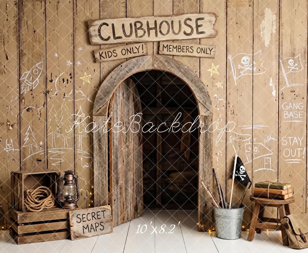 Kate Clubhouse Wooden Wall Secret Maps Fleece Backdrop Designed by Patty Robert - Image 3