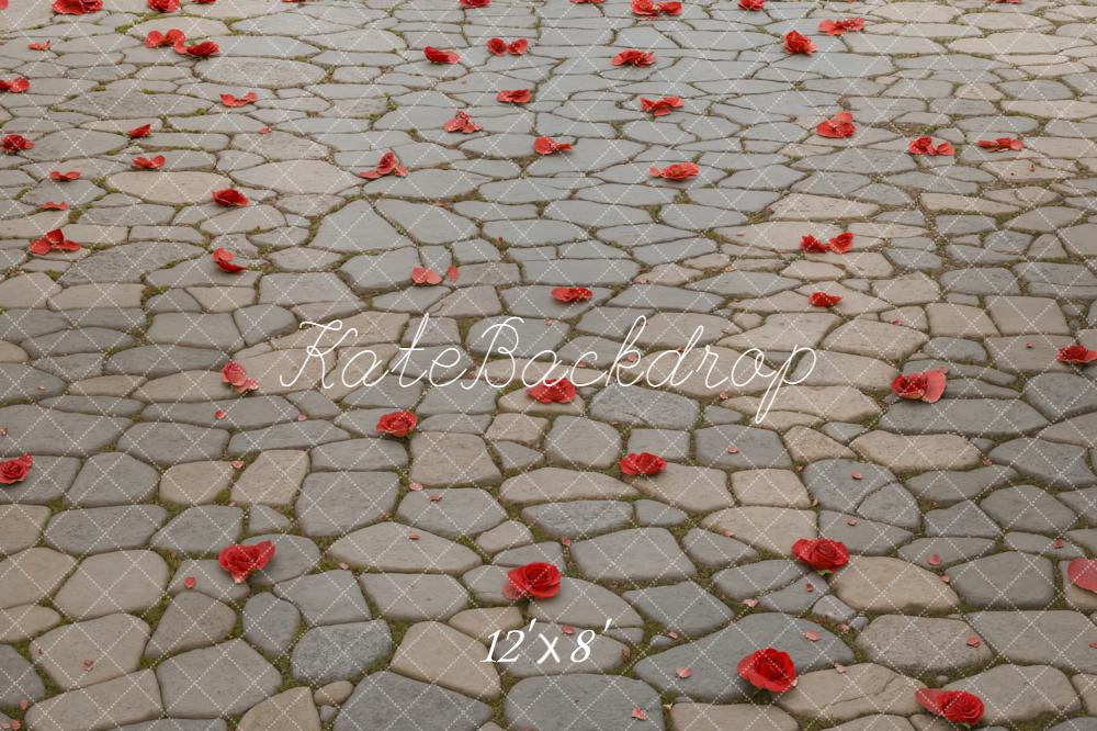 Kate Cobblestone Ground Rose Petals Fleece Backdrop Designed by Kate Image - Image 4