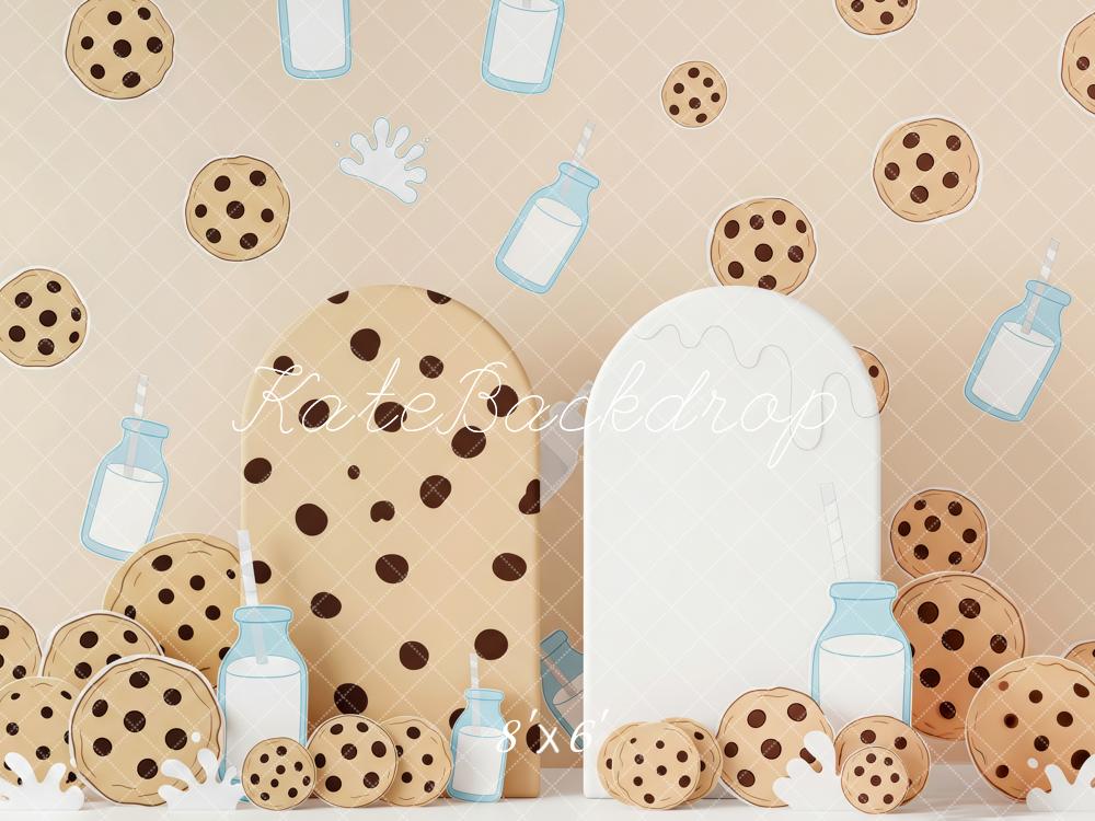 Kate Cookies Milk Bottles Cartoon Fleece Backdrop Designed by Patty Robert