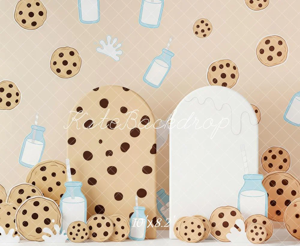 Kate Cookies Milk Bottles Cartoon Fleece Backdrop Designed by Patty Robert - Image 3