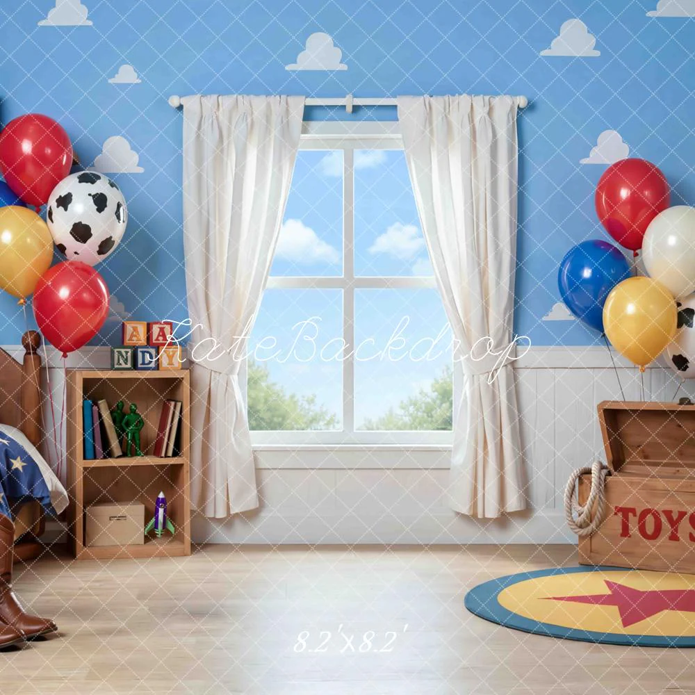 Kate Cowboy Bedroom Blue Cloud Wall Backdrop Designed by Mini MakeBelieve - Image 5