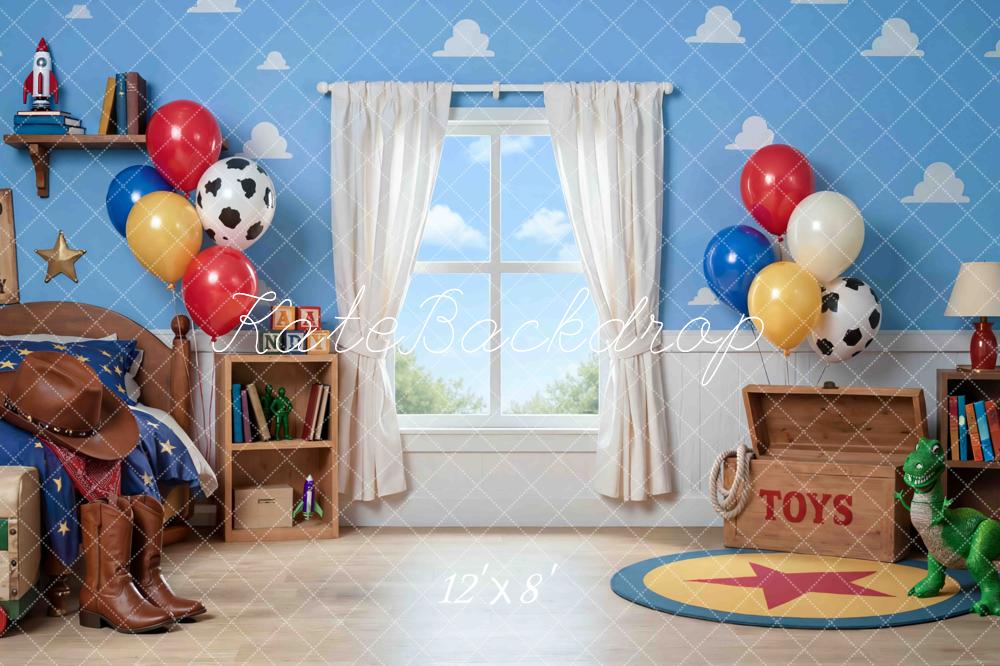 Kate Cowboy Bedroom Blue Cloud Wall Backdrop Designed by Mini MakeBelieve - Image 8