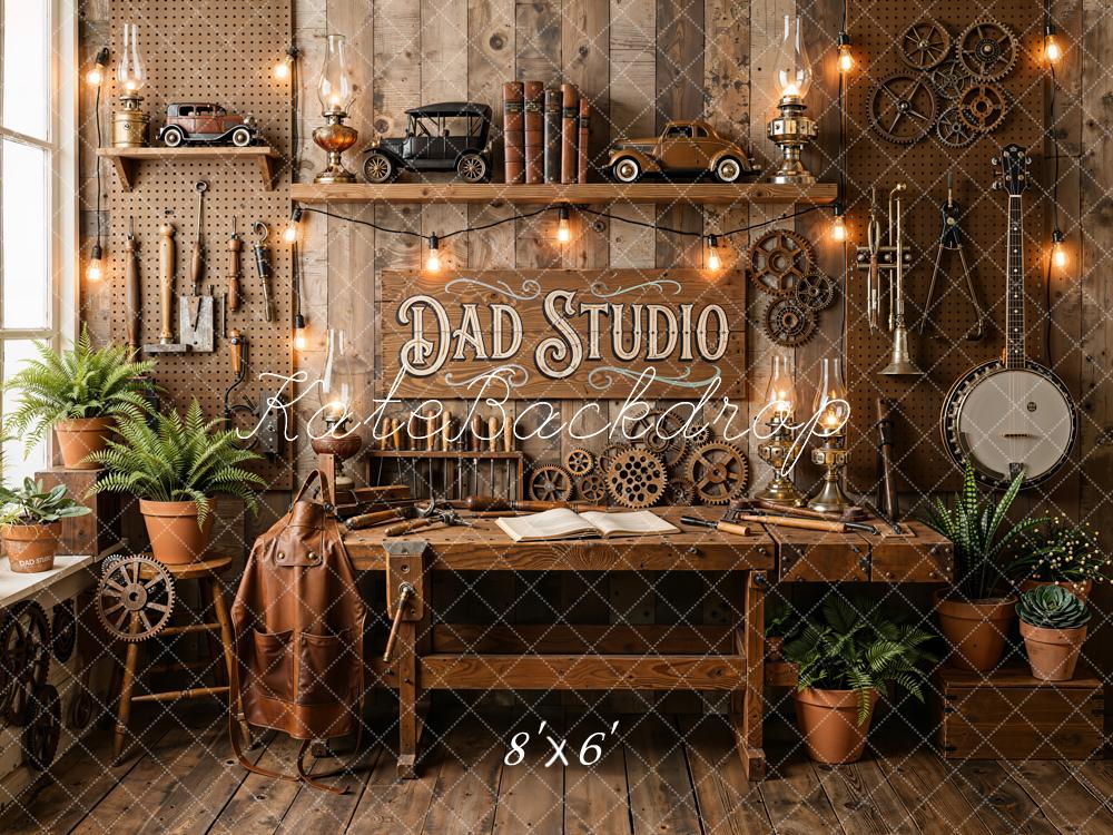 Kate Dad Studio Workshop Tools Gears Fleece Backdrop Designed by Emetselch