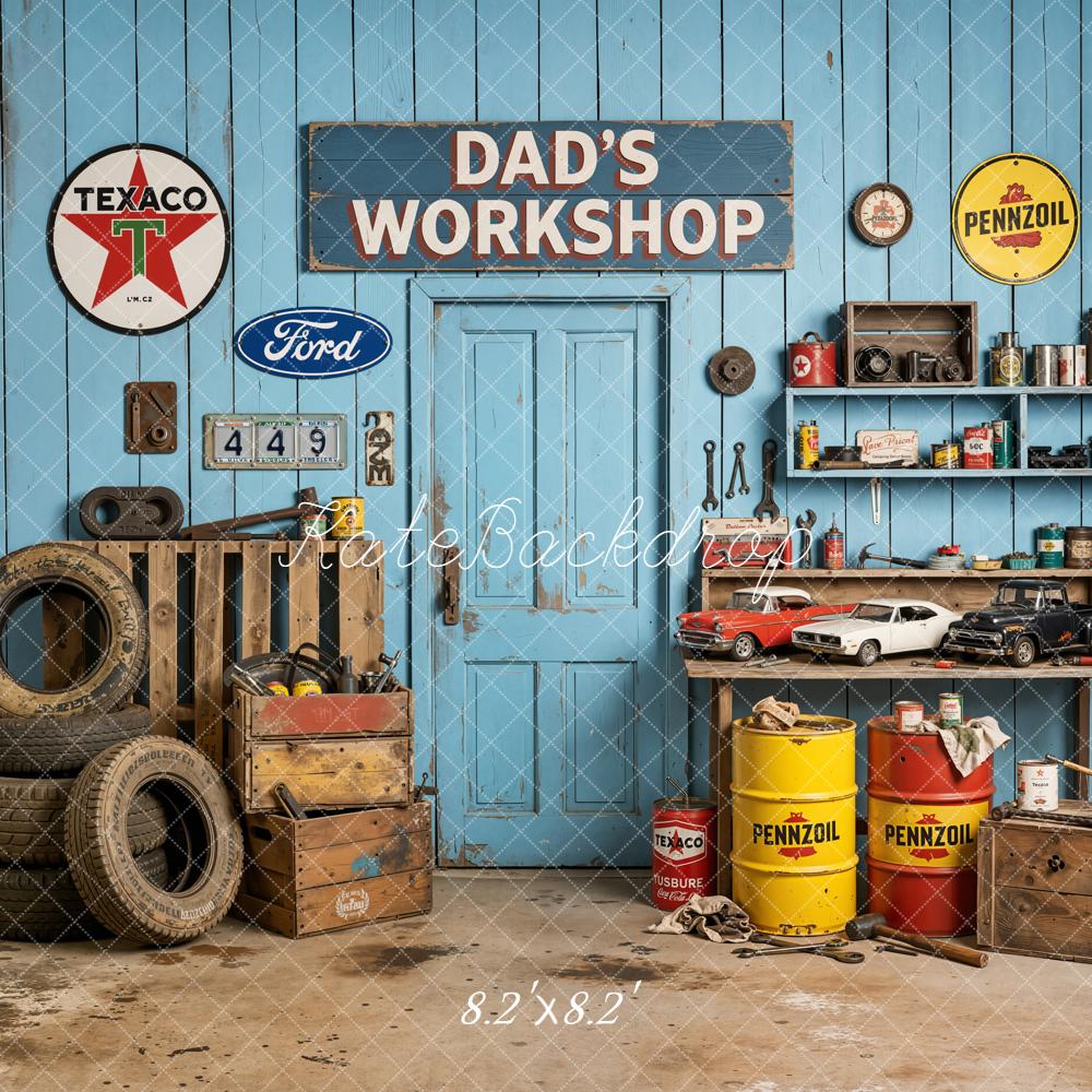 Kate Father's Day Workshop Retro Wall Tools Cars Backdrop Designed by Emetselch - Image 5