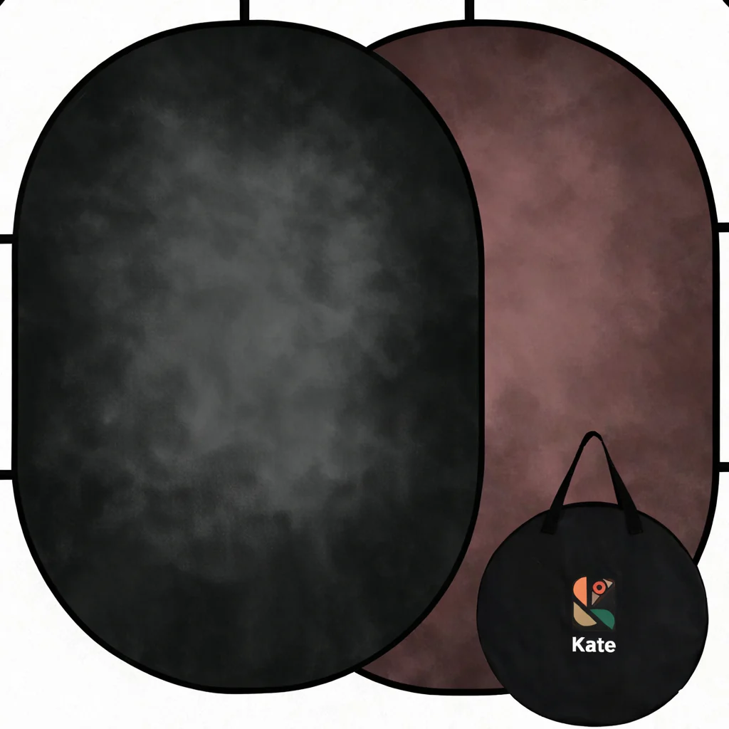 Kate Dark Chocolate Brown Abstract Texture/Dark Gray Black Texture Collapsible Backdrop Photography 5X6.5ft(1.5x2m)