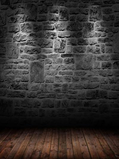 Kate Dark Retro Style Black Brick Wall With Flooring Backdrops for Photography