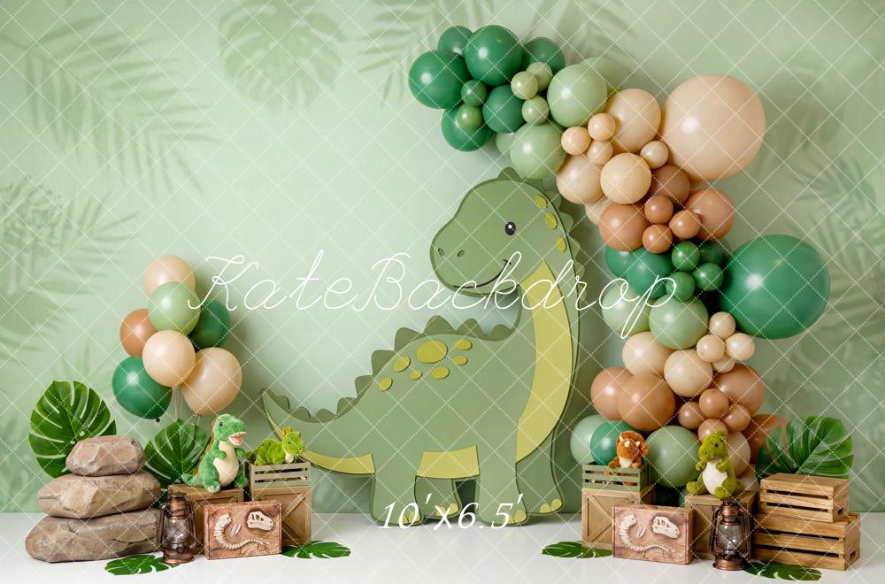 Kate Dinosaur Balloons Leaves Crates Backdrop Designed by Patty Robert - Image 4
