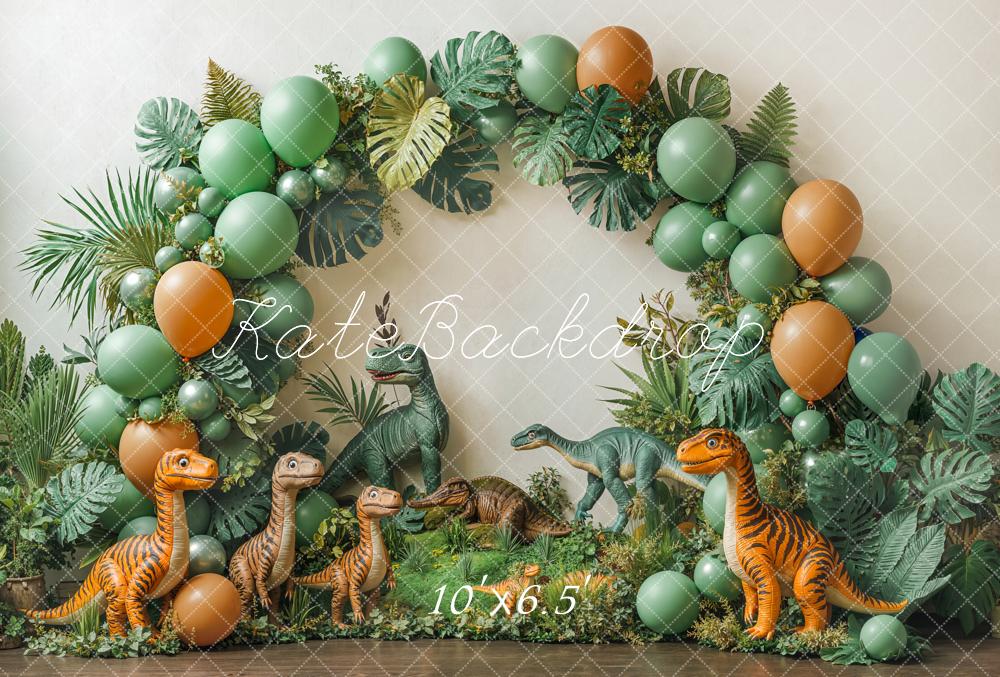 Kate Dinosaur Jungle Balloon Arch Fleece Backdrop Designed by Emetselch