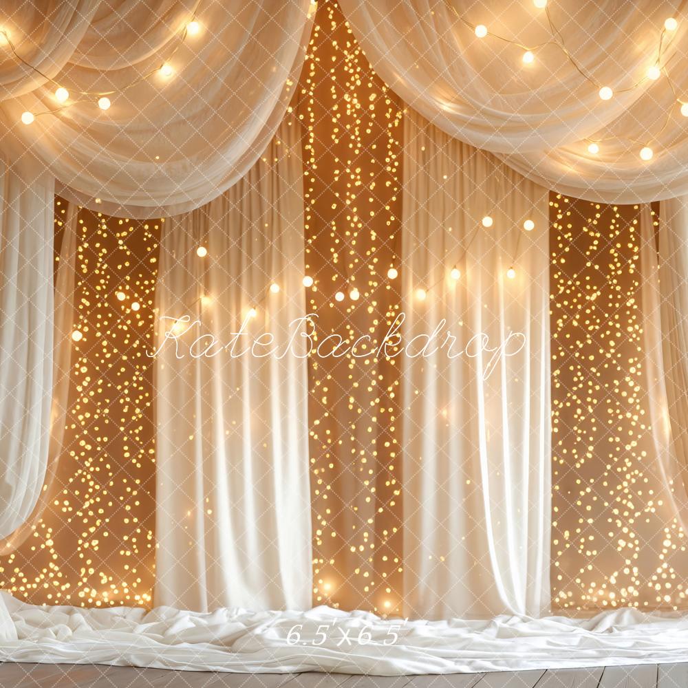 Kate Draped Curtains String Lights Warm Glow Backdrop Designed by Mini MakeBelieve - Image 2