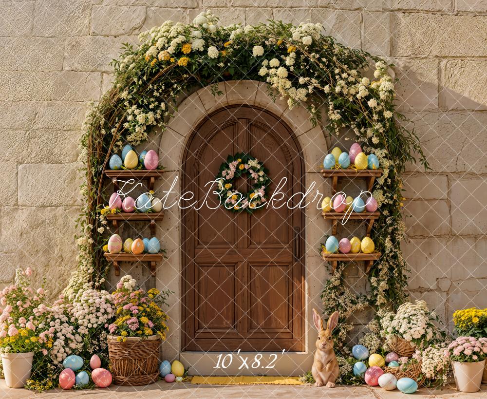 Kate Easter Bunny Arch Wooden Door Pastel Eggs Backdrop Designed by Emetselch - Image 6