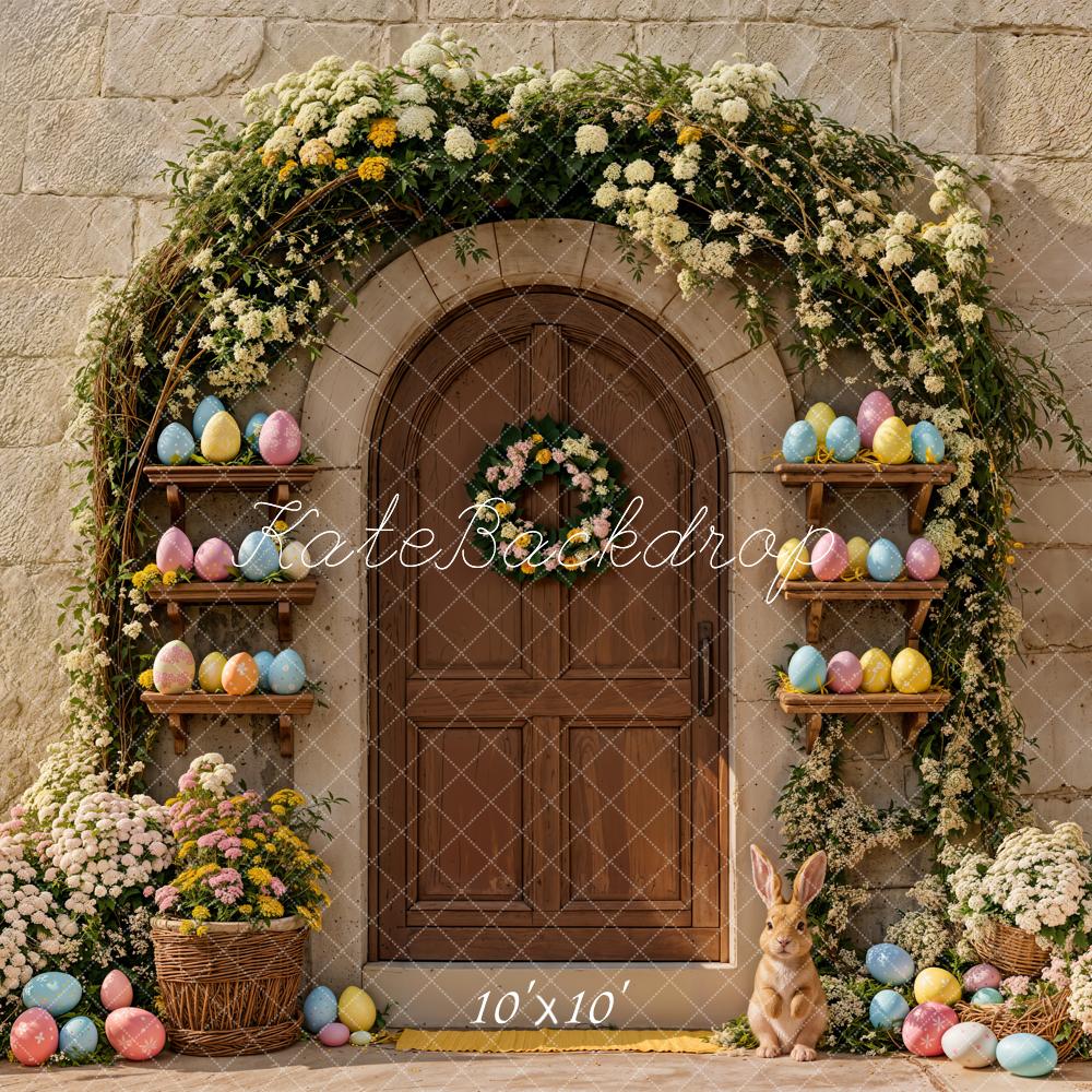 Kate Easter Bunny Arch Wooden Door Pastel Eggs Backdrop Designed by Emetselch - Image 7