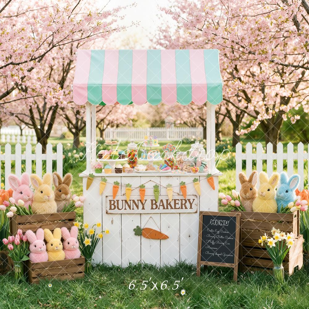 Kate Easter Bunny Bakery Pink Blossom Backdrop Designed by Emstselch - Image 2