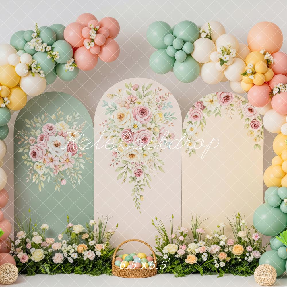 Kate Easter Bunny Balloon Arch Floral Pastel Backdrop Designed by Patty Robert - Image 2