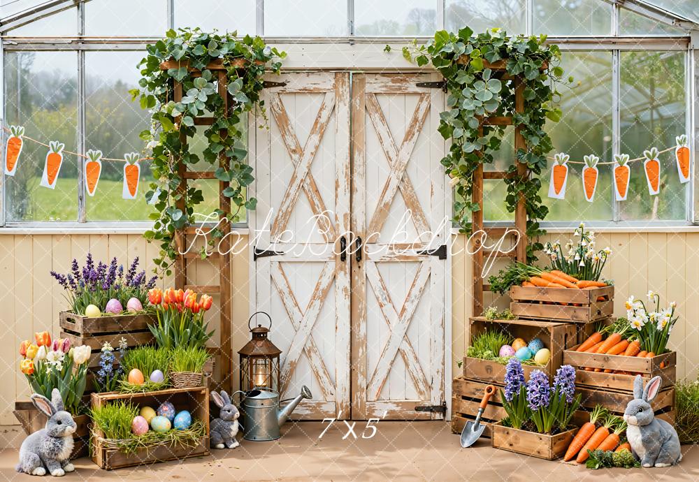 Kate Easter Bunny Carrots Farm Rustic Backdrop Designed by Emetselch