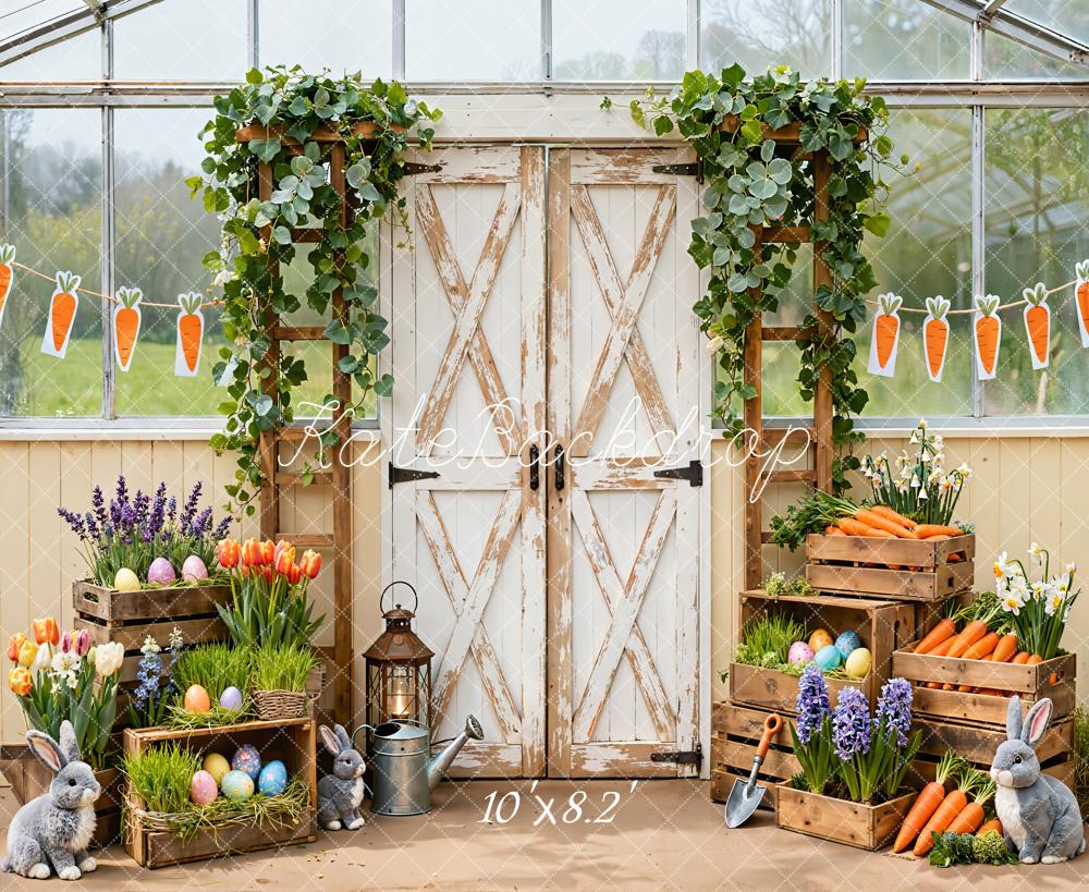 Kate Easter Bunny Carrots Farm Rustic Backdrop Designed by Emetselch - Image 6