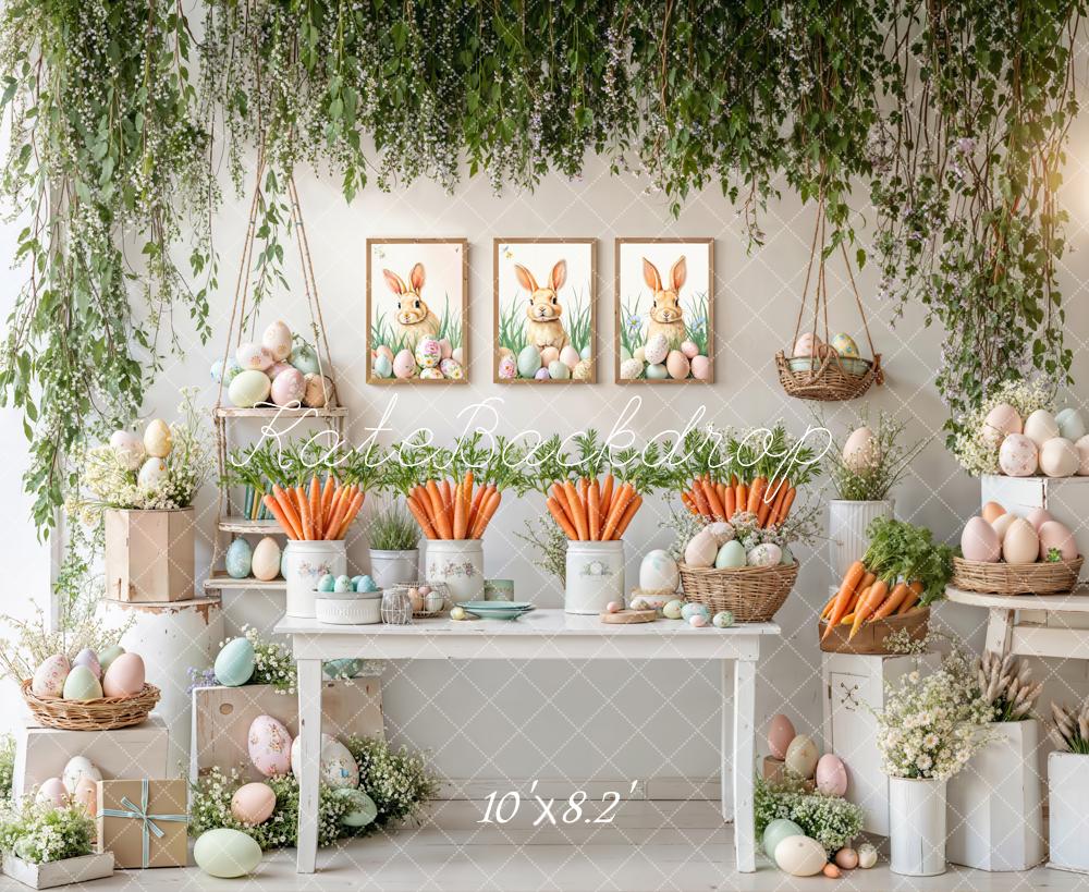 Kate Easter Bunny Carrots Pastel Eggs Fleece Backdrop Designed by Emetselch - Image 3