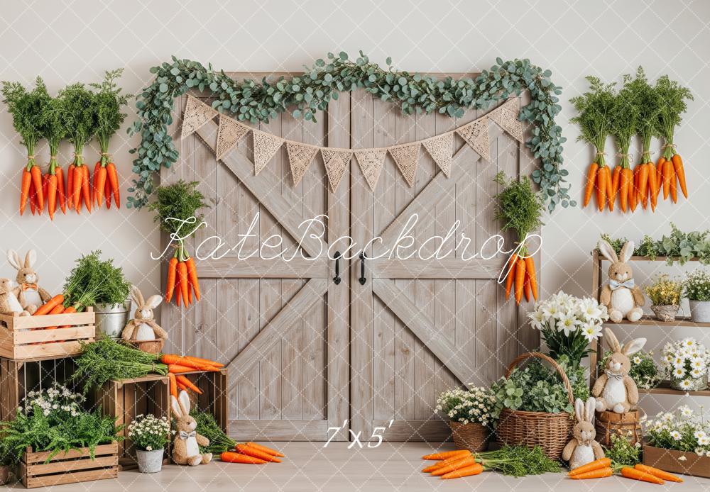 Kate Easter Bunny Carrots Rustic Backdrop Designed by Patty Robert