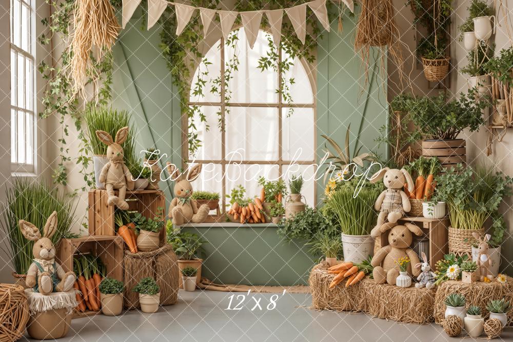 Kate Easter Bunny Carrots Rustic Window Backdrop Designed by Emetselch - Image 10
