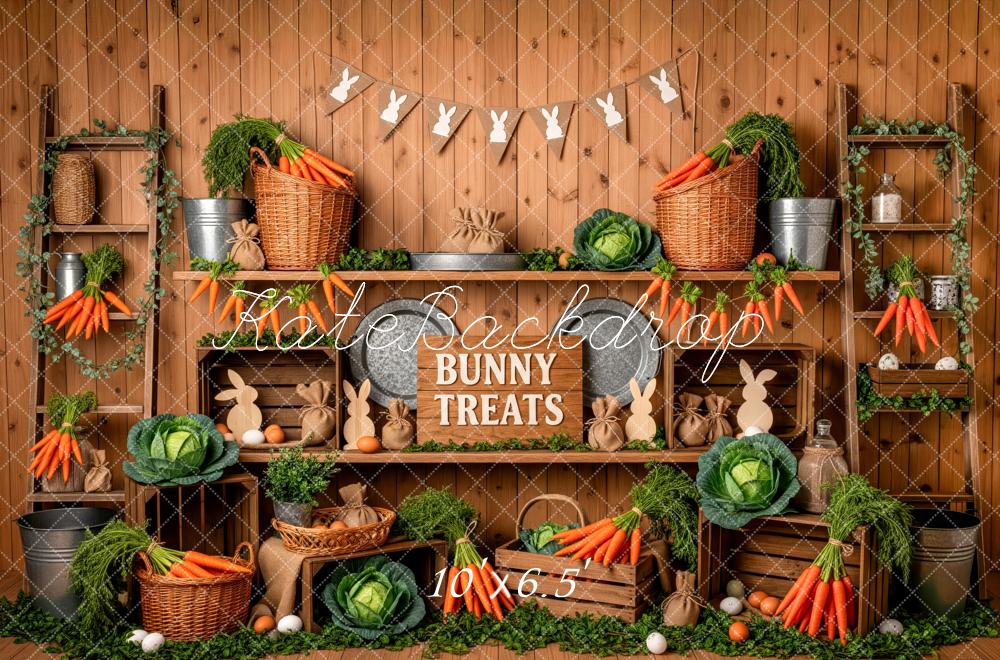 Kate Easter Bunny Carrots Rustic Wooden Fleece Backdrop Designed by Patty Robert - Image 2
