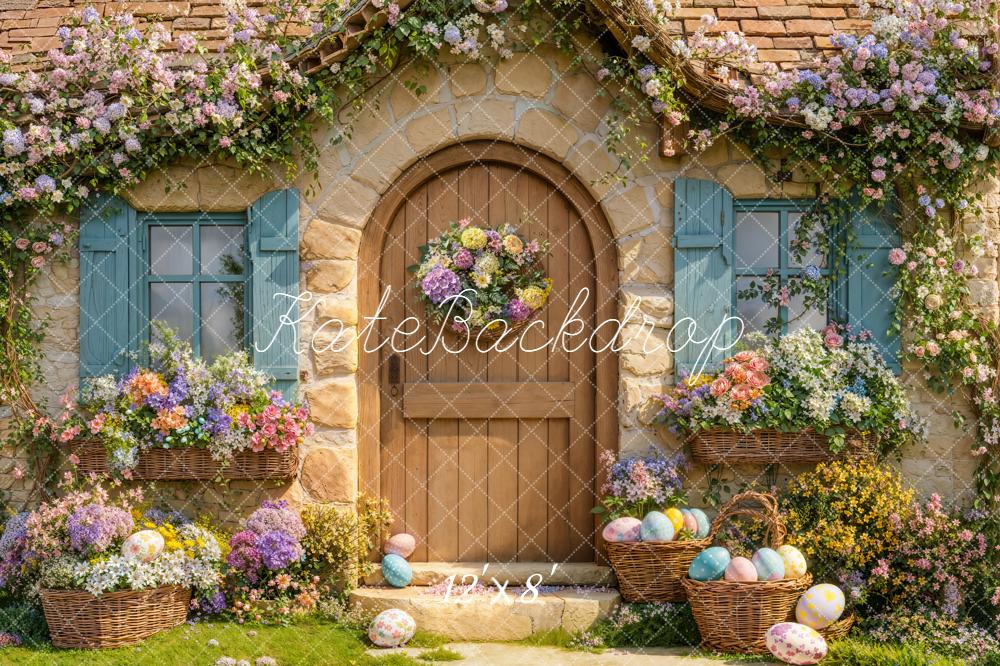 Kate Easter Bunny Cottage Eggs Fleece Backdrop Designed by Emetselch - Image 4