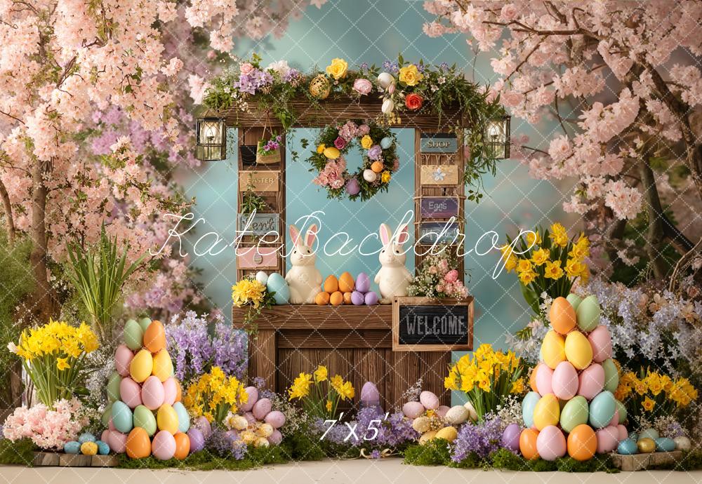 Kate Easter Bunny Egg Shop Cherry Blossom Backdrop Designed by Chain Photography