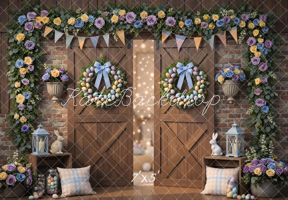 Kate Easter Bunny Egg Wreath Floral Barn Backdrop Designed by Mini MakeBelieve