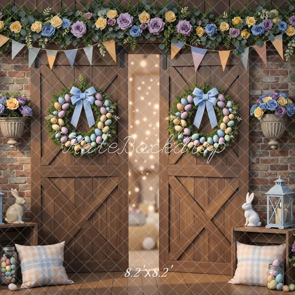 Kate Easter Bunny Egg Wreath Floral Barn Backdrop Designed by Mini MakeBelieve - Image 5