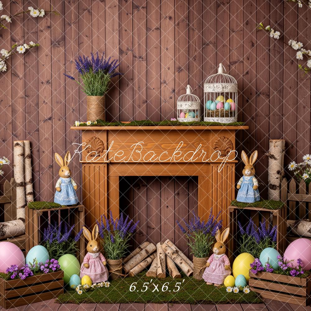 Kate Easter Bunny Eggs Fireplace Backdrop Designed by Patty Robert - Image 2