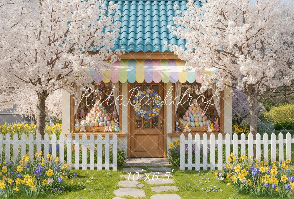 Kate Easter Bunny Eggs Garden Fleece Backdrop Designed by Emetselch - Image 2