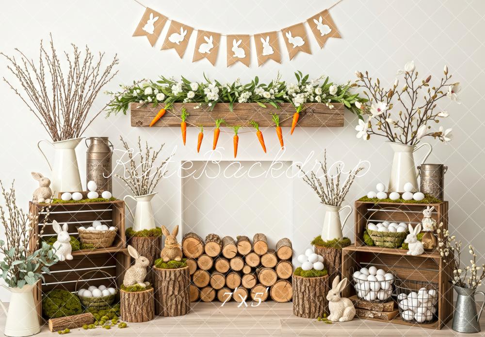 Kate Easter Bunny Eggs Rustic Wood Backdrop Designed by Patty Robert