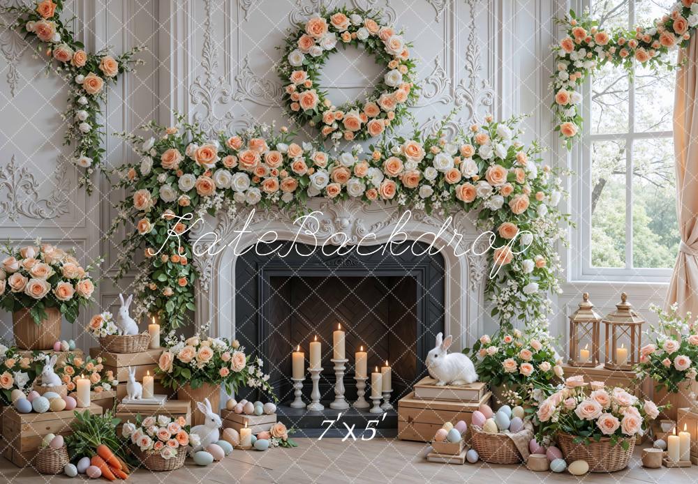 Kate Easter Bunny Fireplace Garland Pastel Eggs Backdrop Designed by Mini MakeBelieve