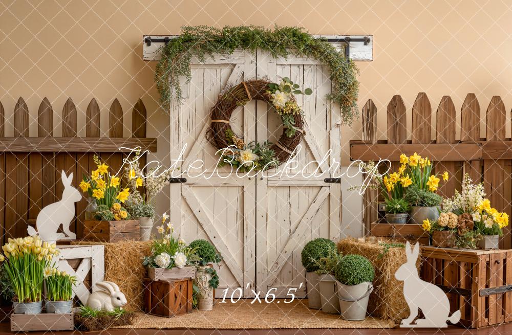 Kate Easter Bunny Floral Crates Barn Door Backdrop Designed by Emetselch - Image 4