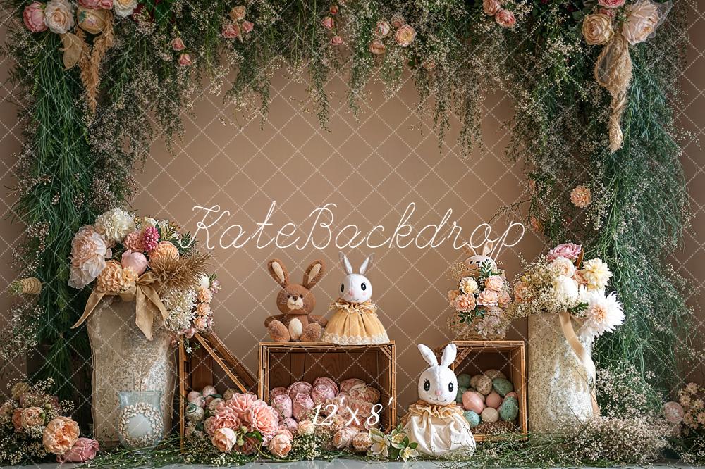 Kate Easter Bunny Floral Fleece Backdrop Designed by Emetselch - Image 4