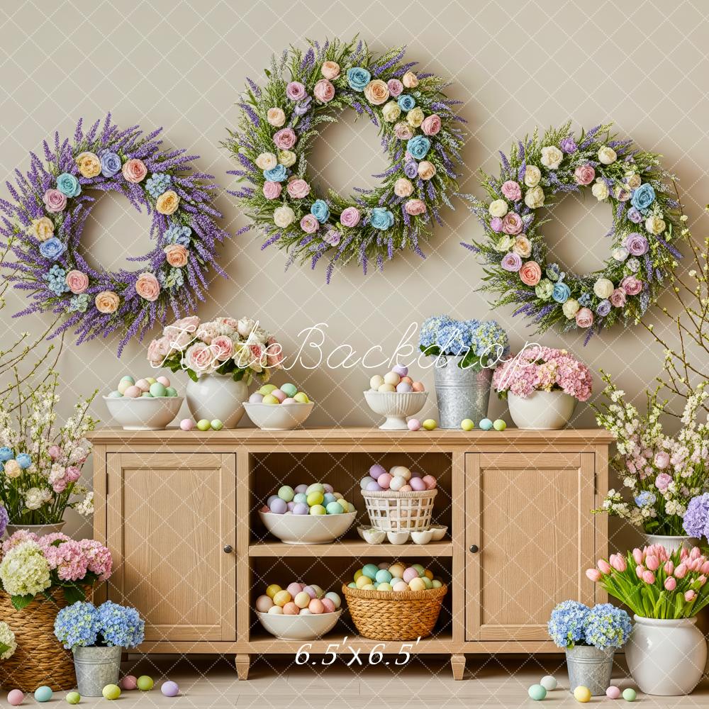 Kate Easter Bunny Floral Wreaths Cabinet Eggs Backdrop Designed by Patty Robert - Image 2