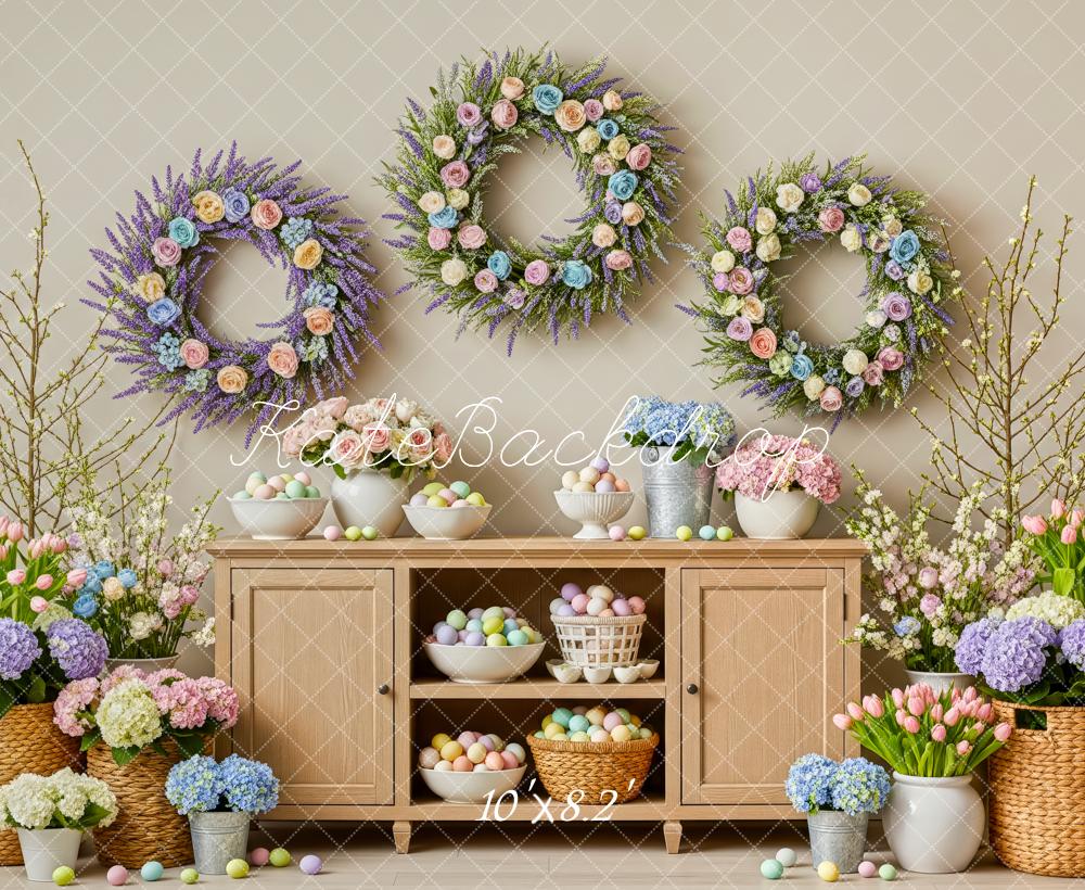 Kate Easter Bunny Floral Wreaths Cabinet Eggs Backdrop Designed by Patty Robert - Image 6