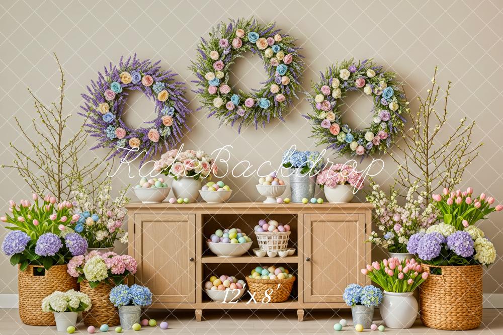 Kate Easter Bunny Floral Wreaths Cabinet Eggs Backdrop Designed by Patty Robert - Image 8