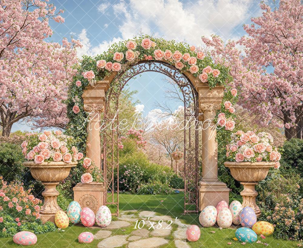 Kate Easter Bunny Flower Arch Garden Eggs Pink Backdrop Designed by Emetselch - Image 6