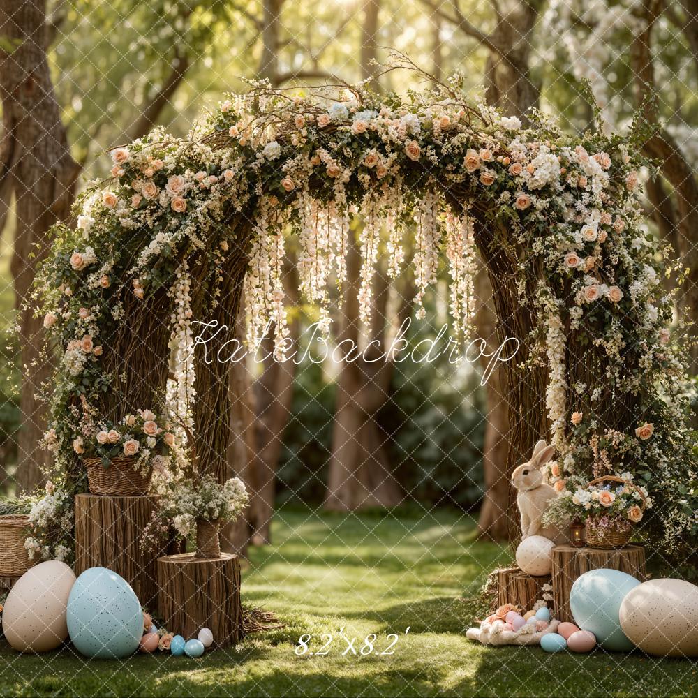 Kate Easter Bunny Flower Arch Pastel Eggs Backdrop Designed by Emetselch - Image 5