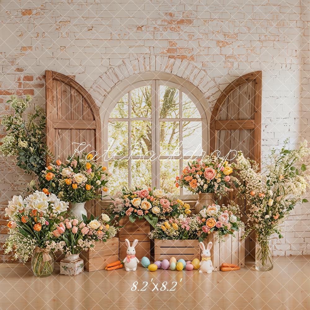 Kate Easter Bunny Flower Wooden Window Backdrop Designed by Emetselch - Image 5